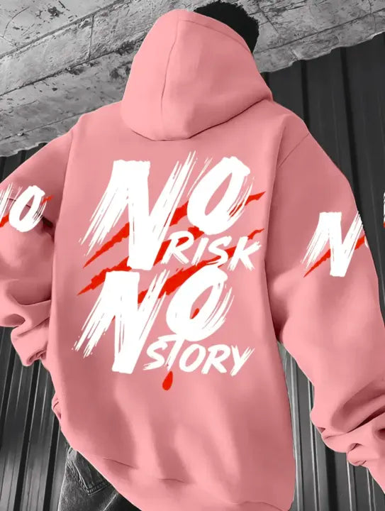 No risk No story Winter Printed fleese Hoodie For Men/Women