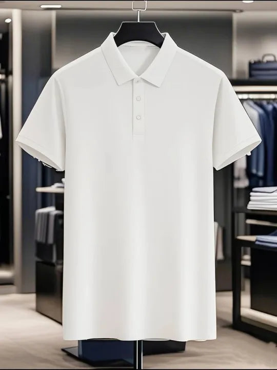 Basic White Half Sleeve Polo Shirt for Men, Pique Knitted Polo T Shirts for Boys,