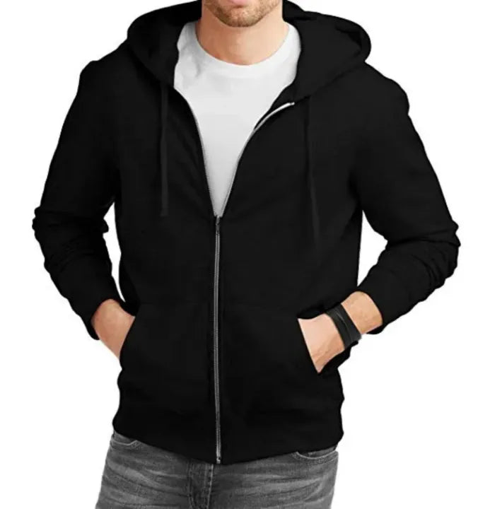 Zipper Plain Hoodie for MEN